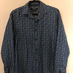 Men’s slim fit dress shirt floral leaf pattern